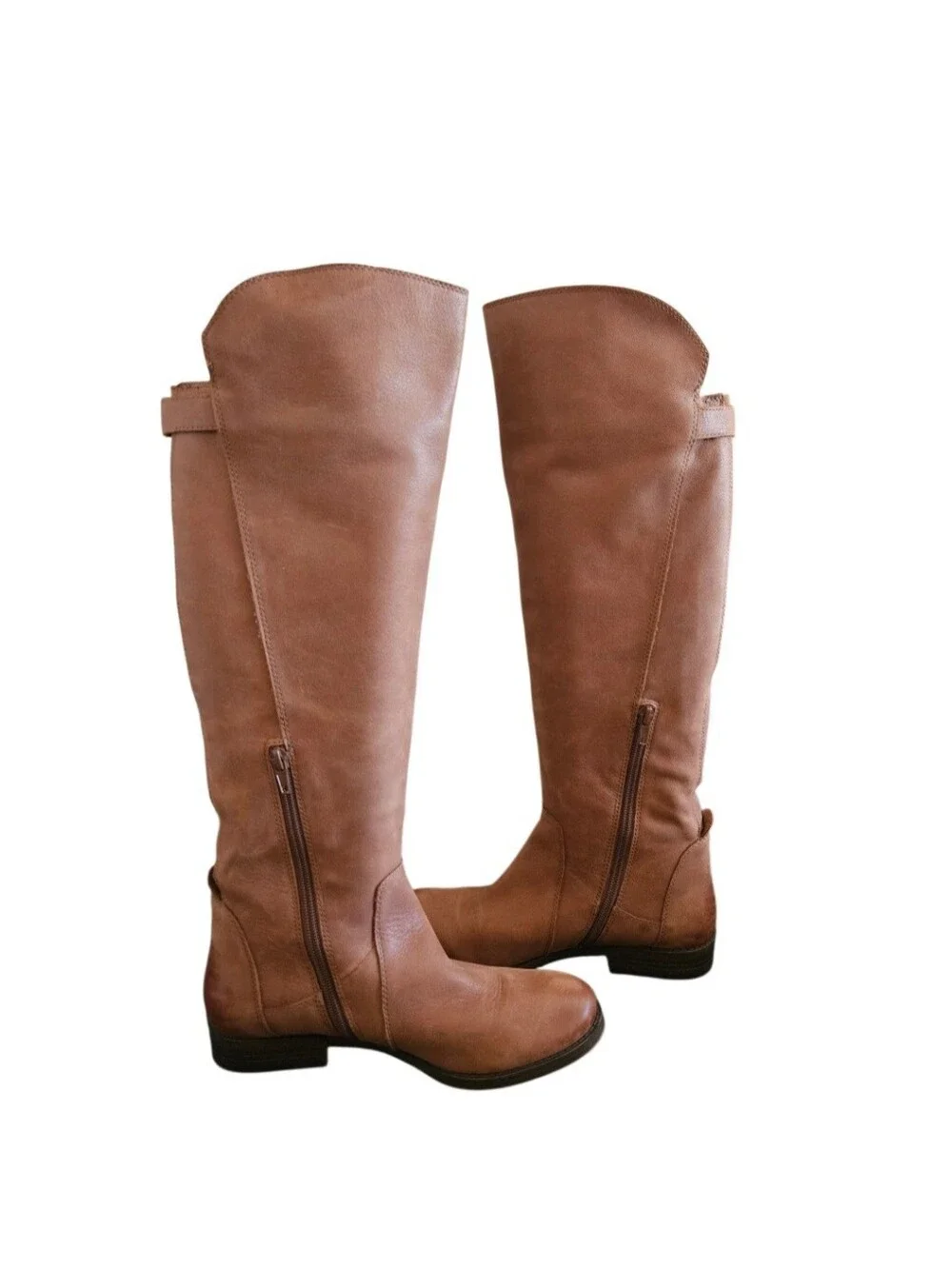 Lucky Brand Brown Leather Riding Knee Boots Size 7